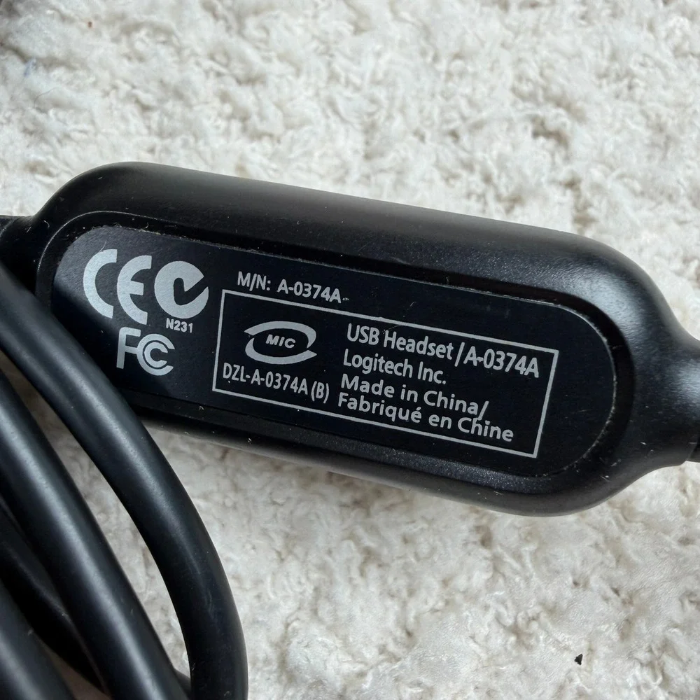 Logitech USB Headset‎ A-0374A Black Wired On-Ear Headphones Microphone Tested